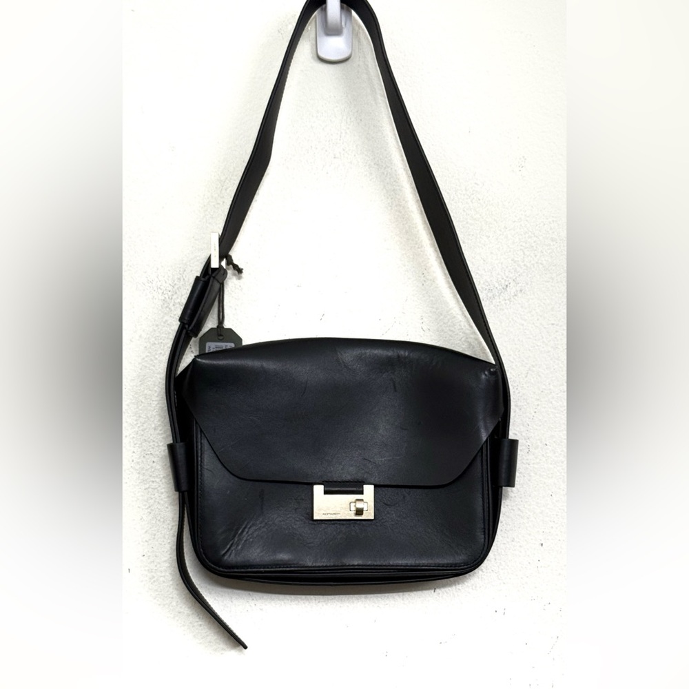NWT All Saints Etienne Black Leather Shoulder Bag - Picture 8 of 16